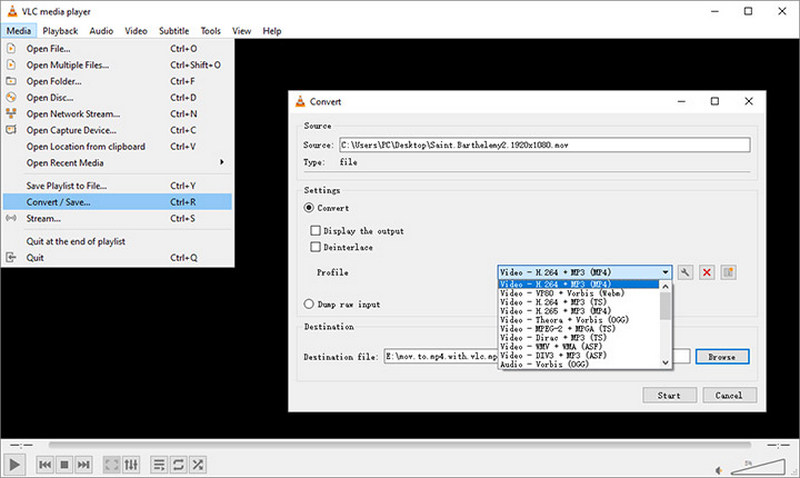 MOV a MP4 VLC