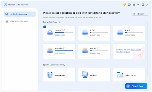 Interfaz de recuperación de datos SSD