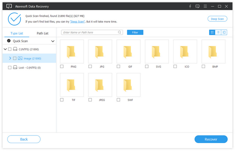 Escanear la ubicación de datos seleccionada