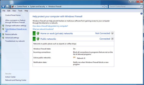 Activar o desactivar Firewall de Windows