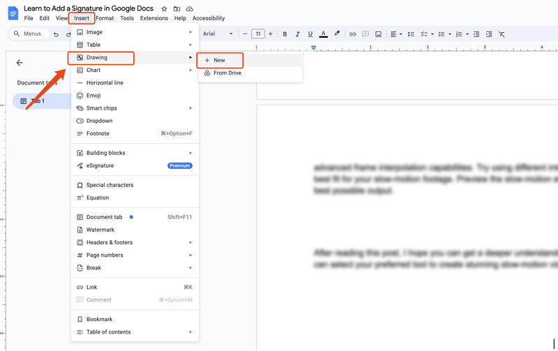 Insertar dibujo en Google Docs Nuevo