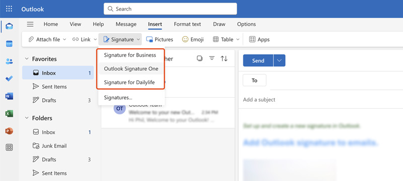 Cambiar la firma en Outlook