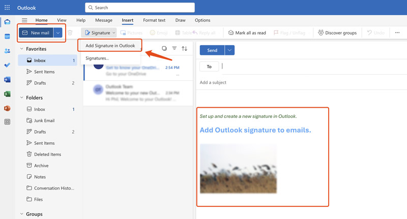 Insertar firma adicional en Outlook