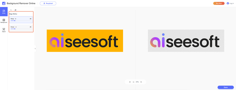 Eliminar fondo de logotipo en línea gratis Aisee