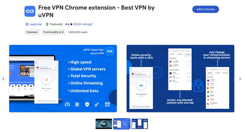 Extensión VPN gratuita para Chrome Uvpn