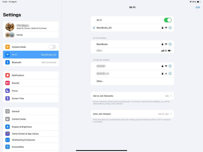 Comprobar el wifi en el iPad Pro