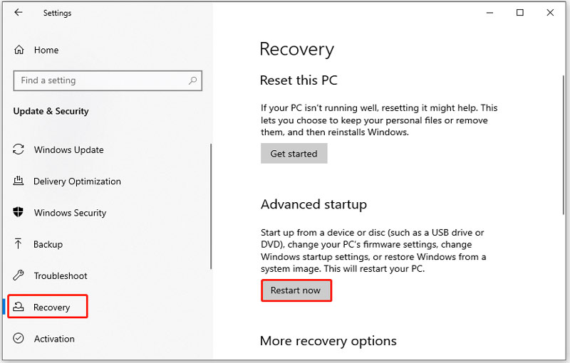 Windows Recovery Advanced Startup