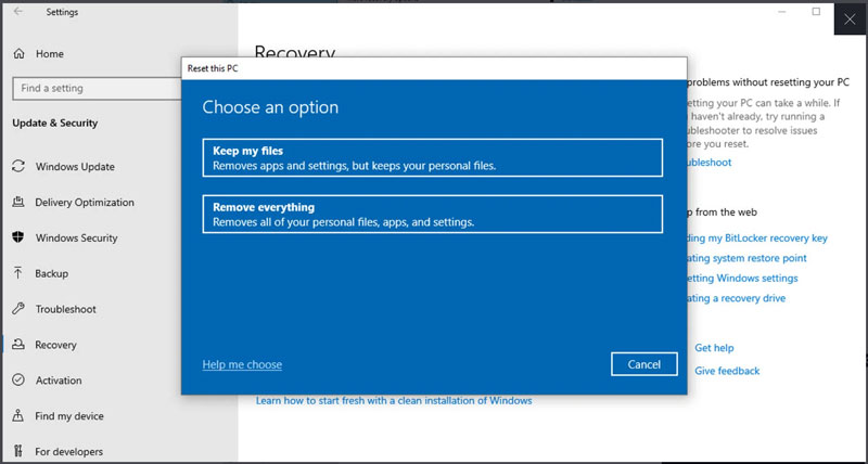 Windows 10 Factory Reset Remove Everything