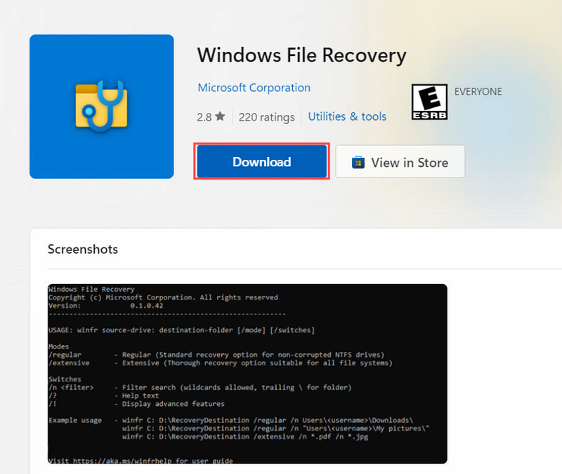 Recuperación de archivos de Windows