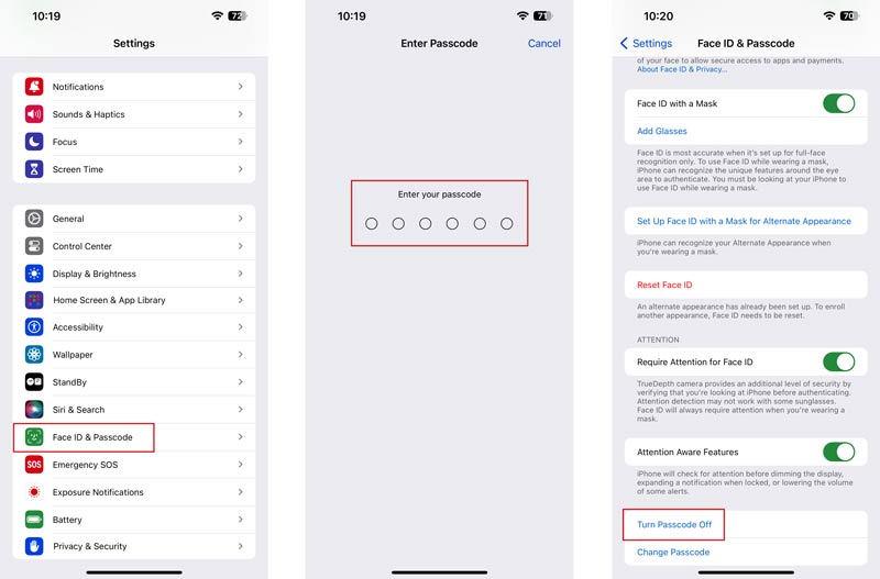 Desactivar el código de acceso en iPhone