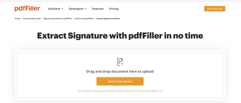 Extraer firma con pdffiller online