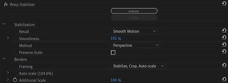 Customize Stabilization in Premiere Pro