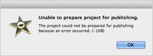 Error 108 de iMovie