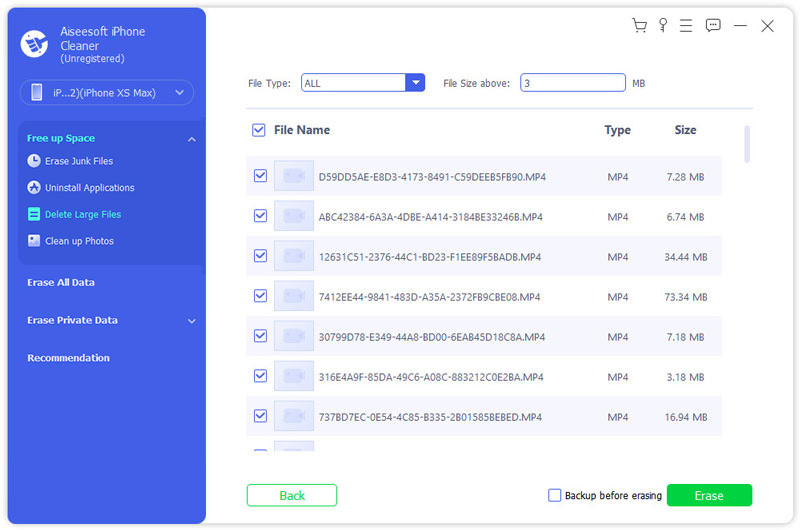 Eliminar archivos grandes