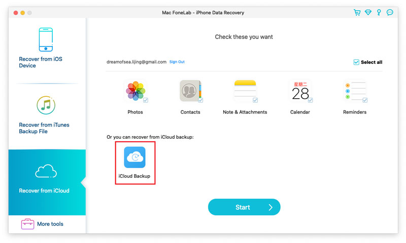 Fonelab escanear copia de seguridad de iCloud