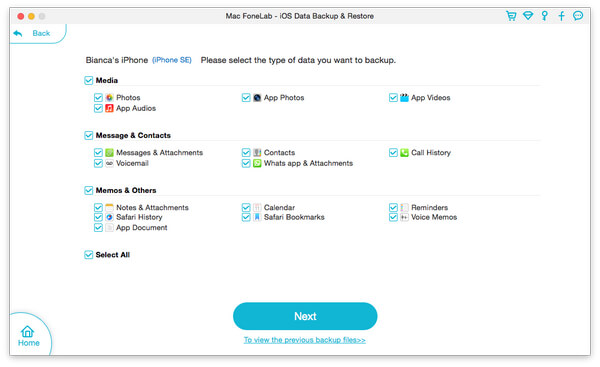 Fonelab Seleccionar tipo de datos