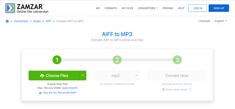 Cambiar el convertidor AIFF a MP3 Zamzar