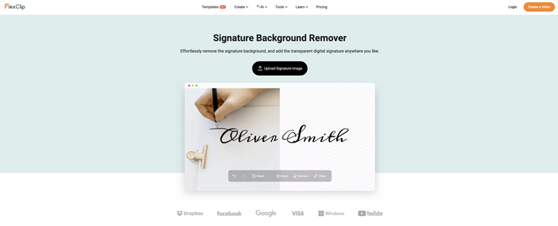 Eliminador de fondo de firma Flexclip