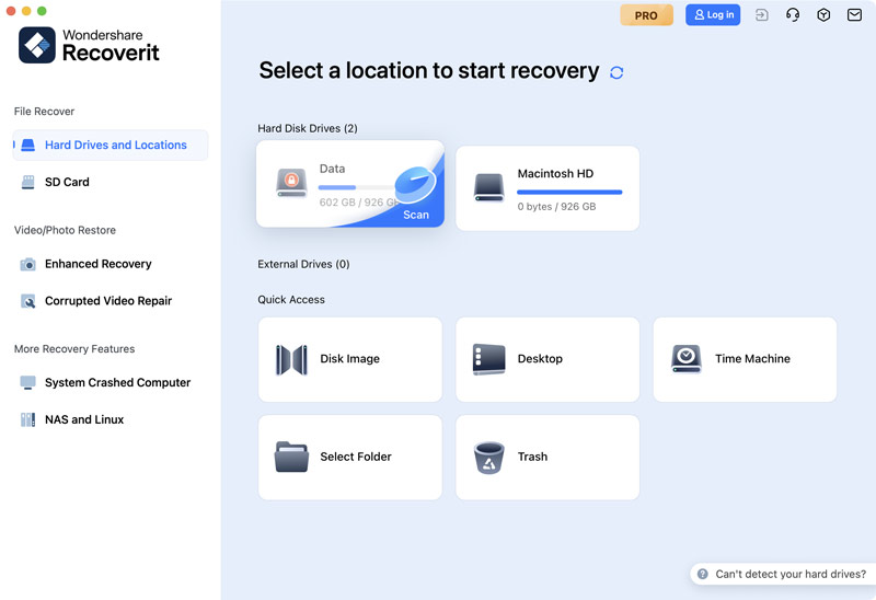 Inicie Wondershare Recoverit Data Recovery