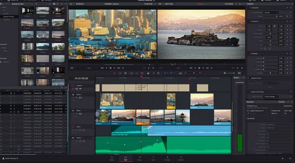 Interfaz principal de Davinci Resolve 15