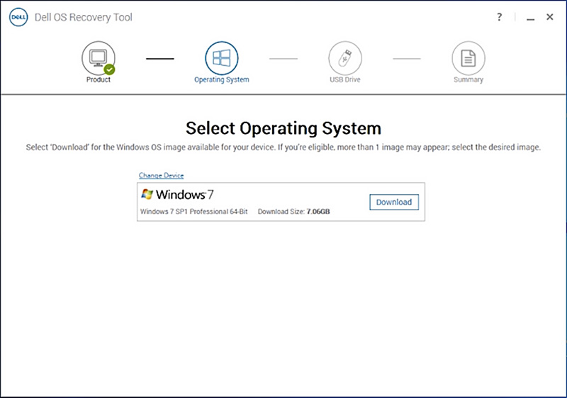 Dell OS Recovery Tool Select Windows OS