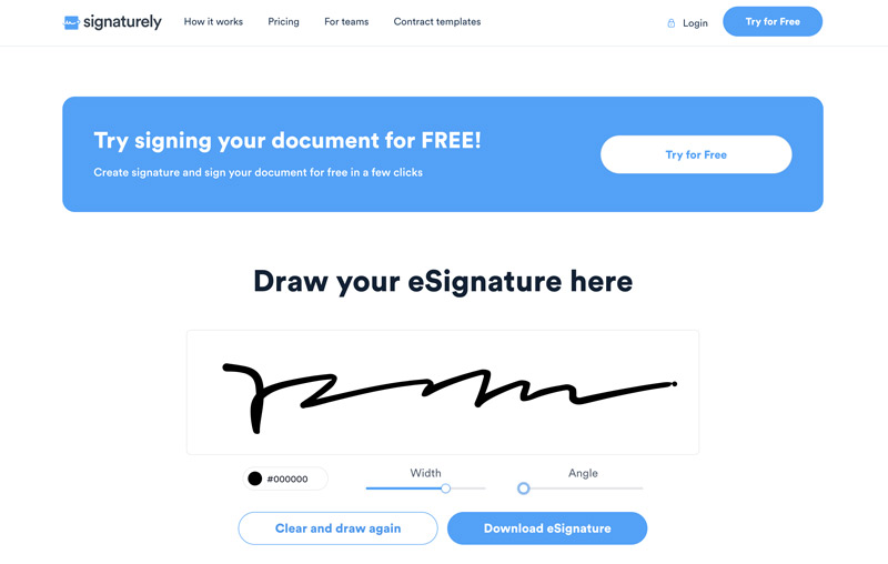 Crear una firma digital en línea Signaturely