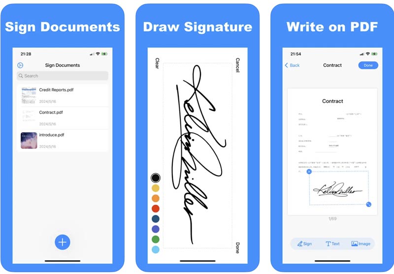 Aplicación de creación de firmas digitales para iPhone Signdoc