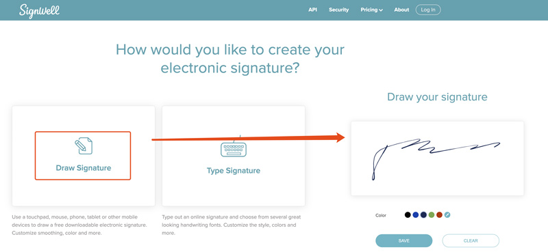 Generador de firmas en línea Signwell