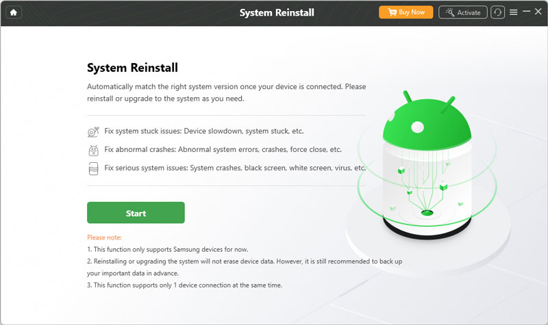 Función de reinstalación del sistema Droidkit