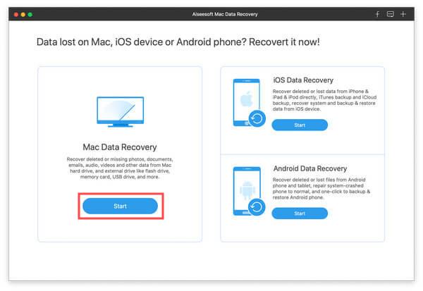 Iniciar la recuperación de datos de Mac