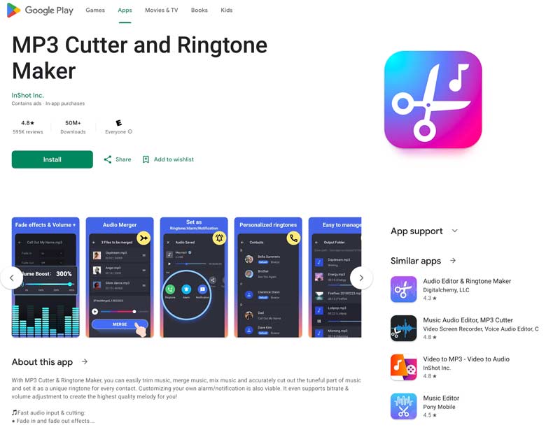 Aplicación MP3 Cutter Ringtone Maker Android