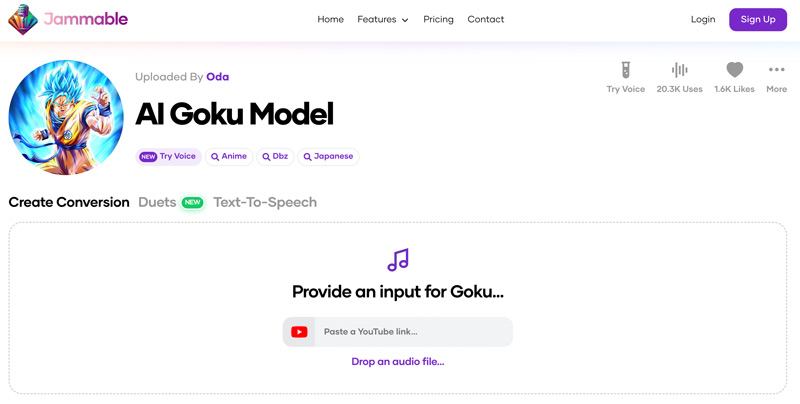 Modelo de voz Jammable Goku AI