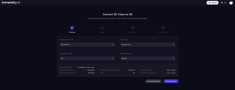 Immersity AI Convert 2d Video to 3dI