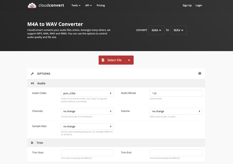 Convertidor Cloudconvert M4a a Wav