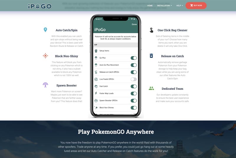 Falsificador de Pokémon Go de Ipogo