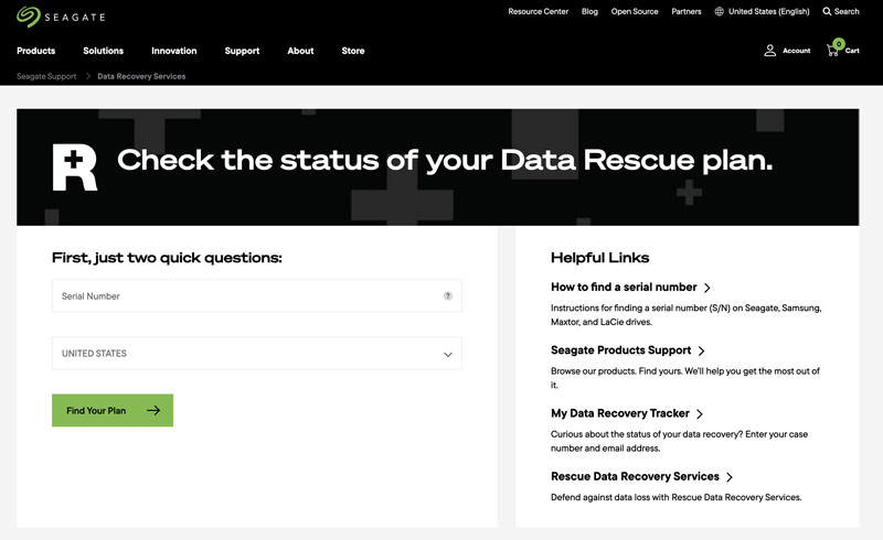 Check Status Of Your Seagate Data Rescue Plan