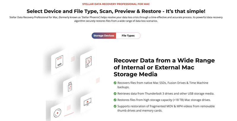 Funciones de Stellar Data Recovery para Mac