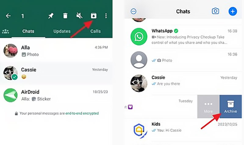 Archive A Chat on Whatsapp Android iPhone