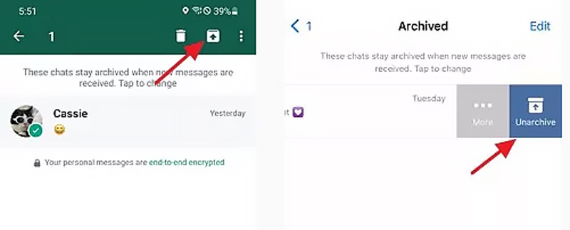 Unarchive A Chat on Whatsapp