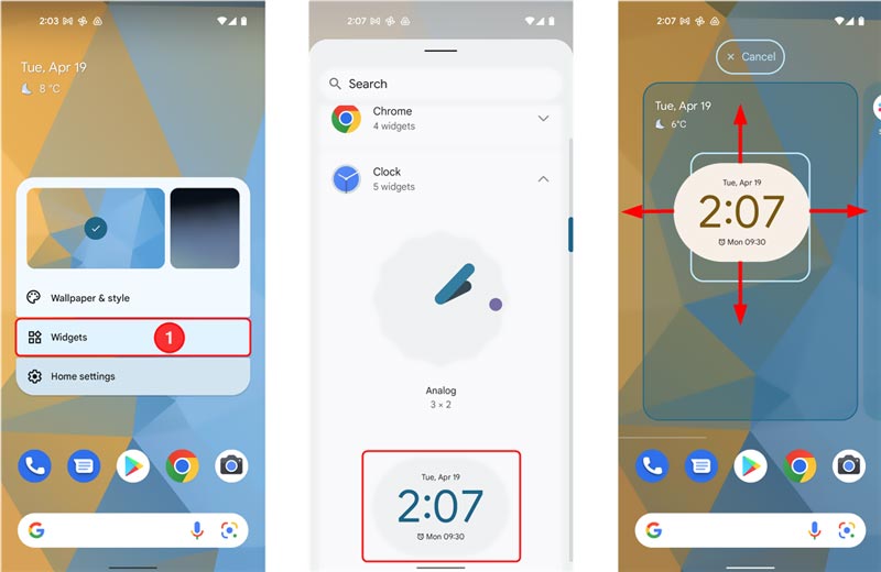 Add Widgets Android on Google Pixel