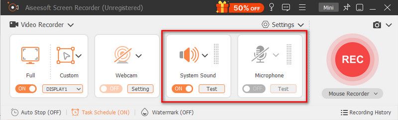 Establecer la configuración de grabación de audio