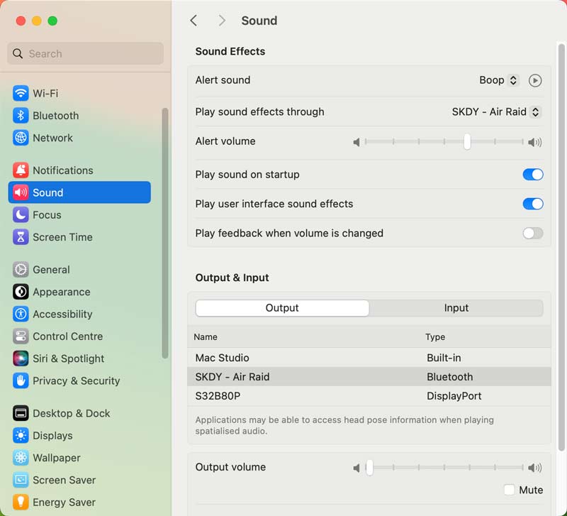 Preferencias del sistema Mac Configuración de sonido