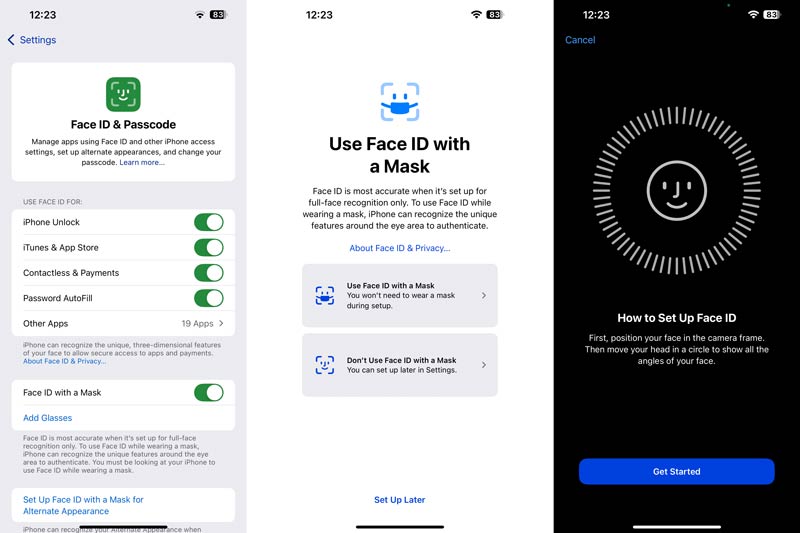 Habilitar la configuración de Face Id con una máscara en iPhone