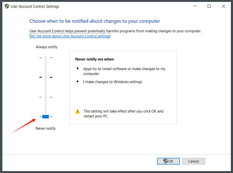 Disable User Account Control Windows