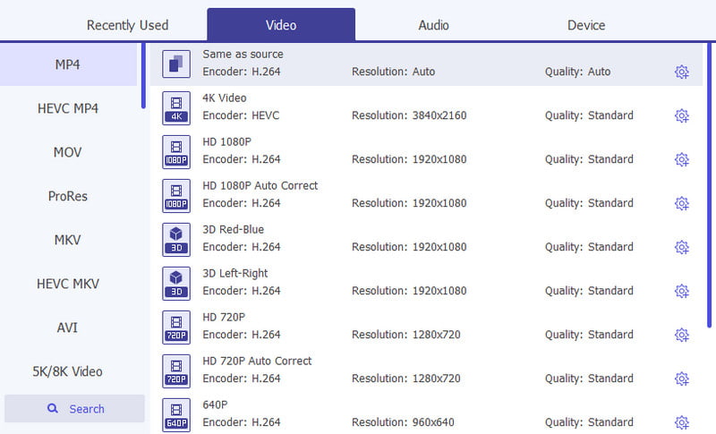 Perfil personalizado de formato Aiseesoft