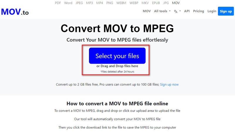 MOV.para seleccionar sus archivos