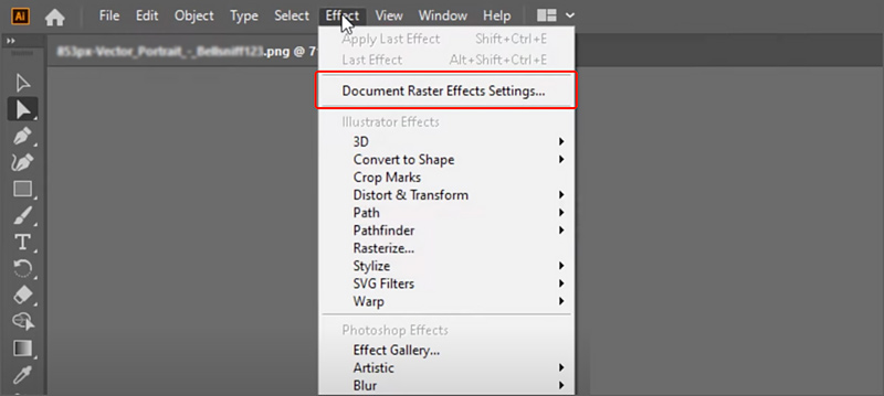 Adobe Illustrator Document Raster Effects Settings