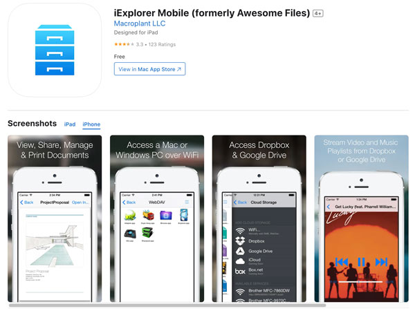 Aplicación de visor de copia de seguridad de iPhone iExplorer Mobile