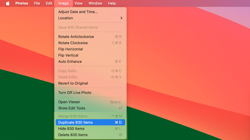 Duplicate Photos on Mac Photos