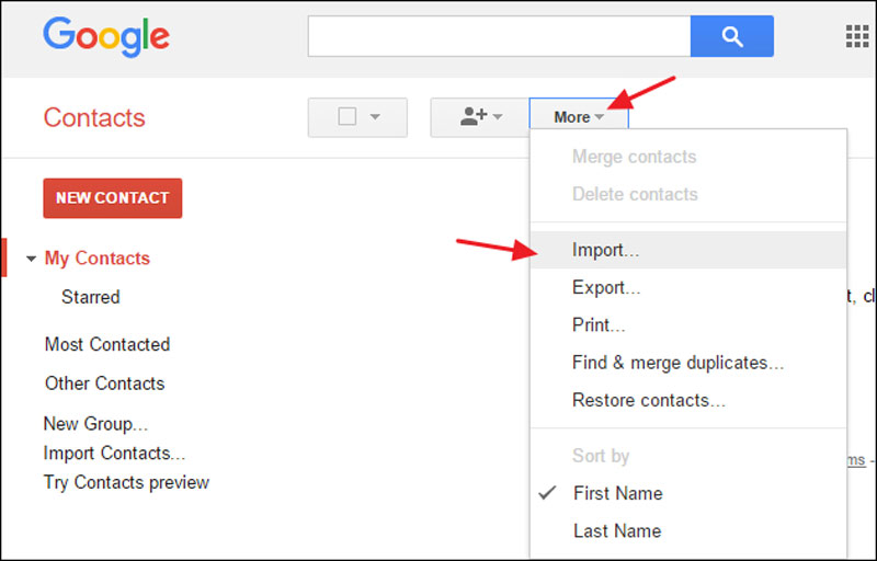 Importación de contactos de Google desde CSV